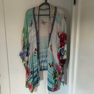 Johnny Was Multicolor Floral Swim Coverup